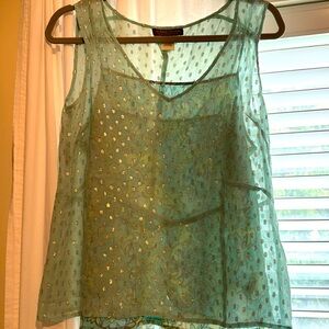 Sigrid Olsen collection size 6 women’s 2 piece camisole top silver & pas…